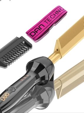 Hot Comb Straightener 500℉ Dual Voltage Electric 60 Min Auto Shut Off (Gold)